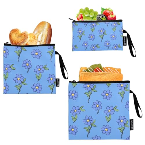 Bolsas reutilizables para snacks, set x3, estilo floral miniatura 2