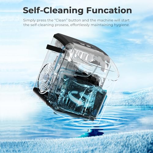 Portable Ice Makers Countertop, 26 lbs/24H,Bullet Ice in 6 Mins, Small Ice Machine with Handle,Scoop,Basket & self-Cleaning, 2 Sizes for Drinks/Seafood, Ideal for Home, Party, RV, Camping