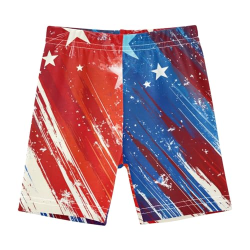 Caihoyu Girls Shorts Tight Cotton Compression Shorts Summer Clothes for Beach 4T Independence Day Red and Blue Stars