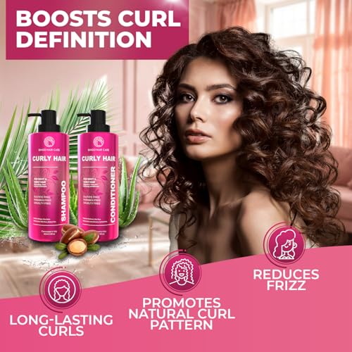 Image of Curly Shampoo and Conditioner Set - Sulfate Free Moisturizing Formula - Deep Treatment for Curly and Permed Hair Women and Men - 14 Fl Oz (Set of 2)