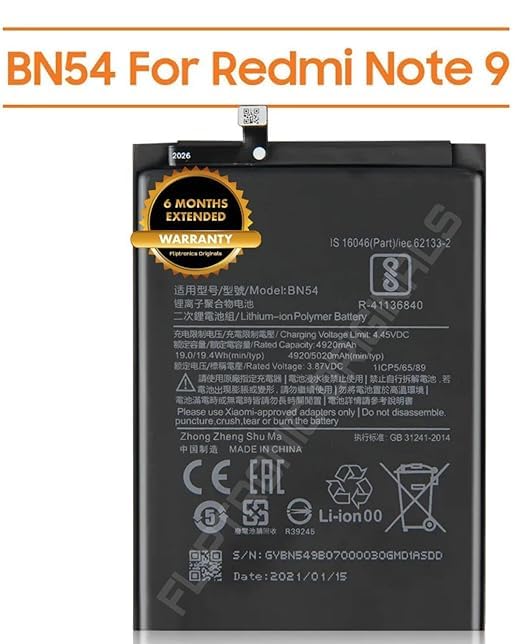 Image of BN54 Battery for Redmi Note 9 / 10x 4G / 10X 5G / 10x pro 5G / M2003J15SC, M2003J15SG, M2003J15SS Battery with 6 Month Warranty** (DD70)