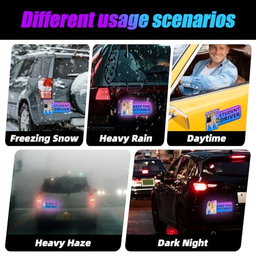 Image of 3 Pcs Student Driver Magnets for Car, 9 Inch New Driver Magnet for Car, Reflective Student Driver Sticker, Reusable Bumper Magnets for Cars,Car Bumper Sticker,Student Driver Sticker Magnet for car
