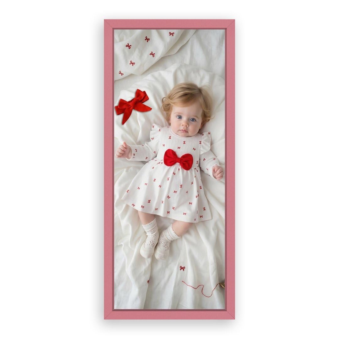 Procut Global Baby Pink 26x8" Sleek Picture Frame for Nursery, Baby Gift - Photo Frame with Perspex Front, Wall or Tabletop Display - Keepsake for Newborn, Baby Shower & First Photo Memories