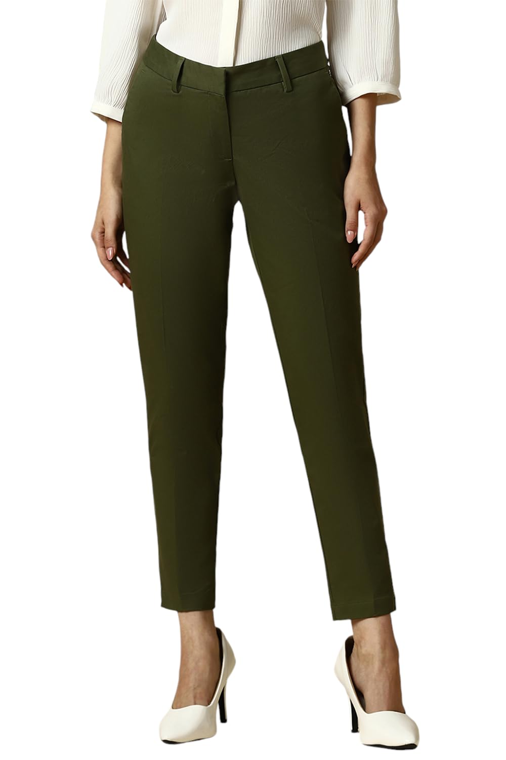 allen solly Women High Rise Regular Fit Solid Formal Trousers-picture-48