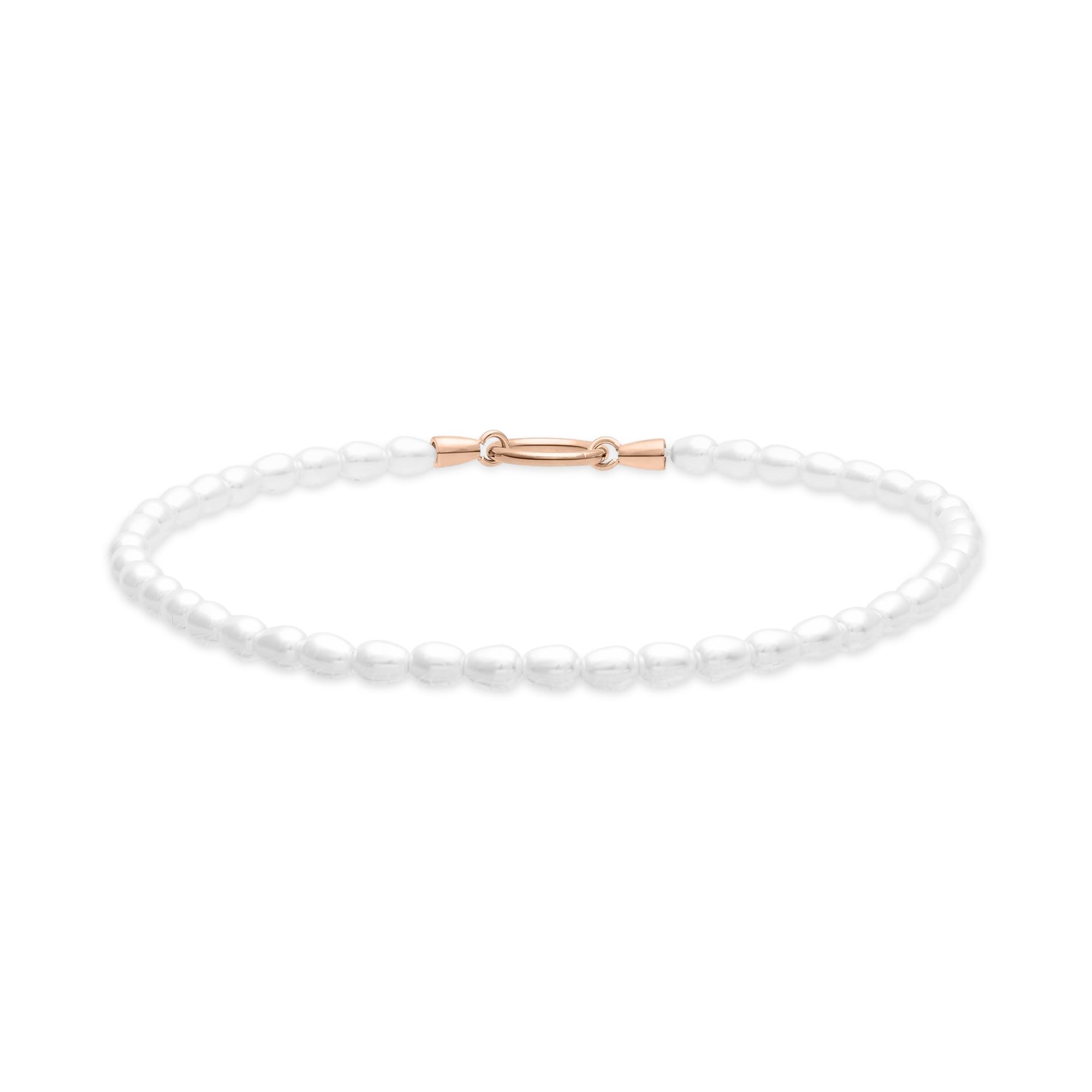 Tamaris Anklet - Élégant bracelet de cheville en acier inoxydable poli - Or IP - Chaîne de perles de verre réglable jusqu'à 25 cm