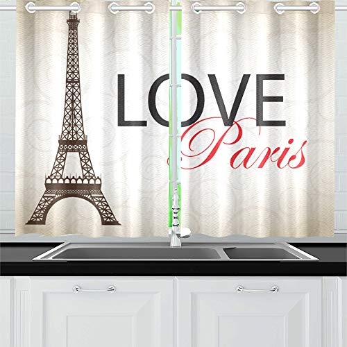 VvxXvx Paris Cards As Symbol Love and Romance Travel Kitchen Curtains Window Curtain Tiers for CafÃ©, Bath, Laundry, Living Room Bedroom 26 X 39 Inch 2 Pieces