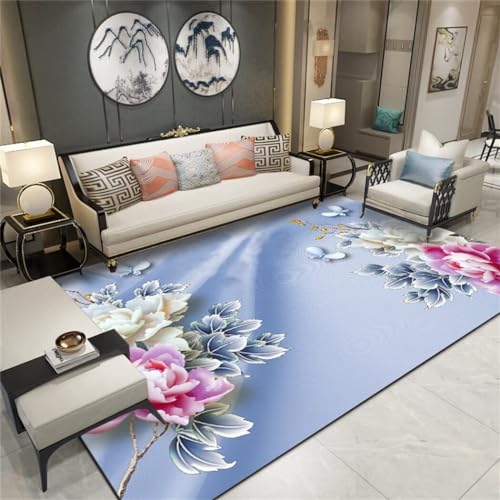 Tapis de chambre bleu 90x120 cm style oriental lavable pour adulte et ado - 2