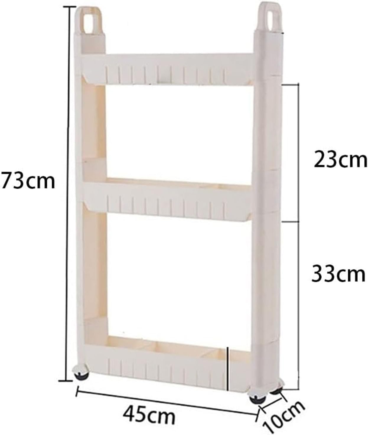 FUIERI 3 10 Carrello a Livelli, ripiano nicchia, Carrello da Cucina Largo cm con Ruote, Presidente Rotolo Mobile, Bagno portaoggetti Stretto, Sottile per Cucina, Senza Installazione Vite,Bianca