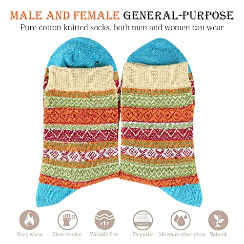 Image of 5 Pack Women's Wool Socks Warm Soft Thick Knit Vintage Style Socks Casual Retro Ladies Thermal Winter Socks Christmas Gift Socks for Women Free Size (Multicolor-001)