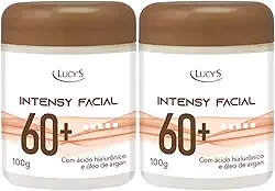 Kit 2 Creme Facial Rosto 60 P/Rugas Antirrugas Antissinais - Ácido Hialurônico e Óleo de Argan 100g