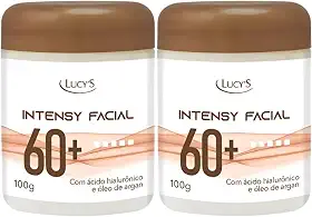 Kit 2 Creme Facial Rosto 60 P/Rugas Antirrugas Antissinais - Ácido Hialurônico e Óleo de Argan 100g