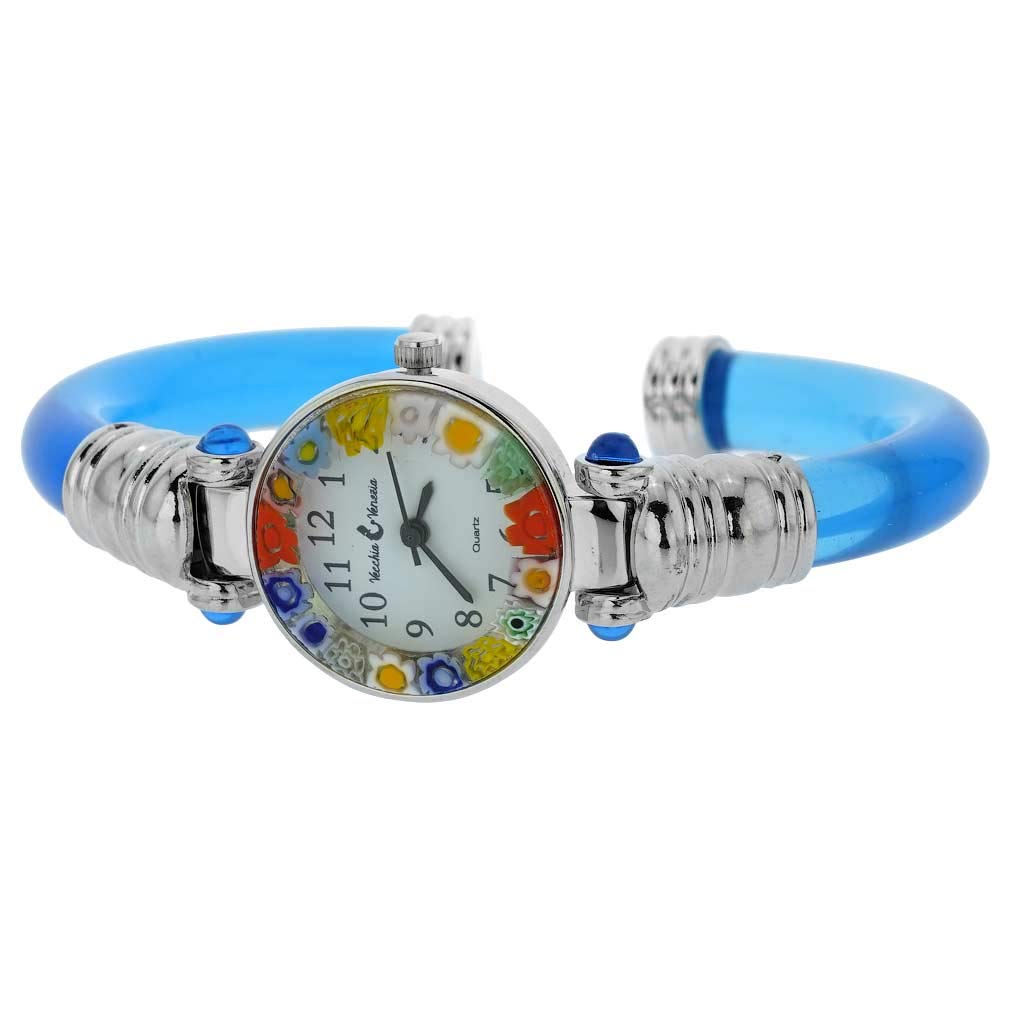 Montre Femme Murano Verre Millefiori - Cadre Acier Inox - Mouvement Seiko Quartz - Neuf