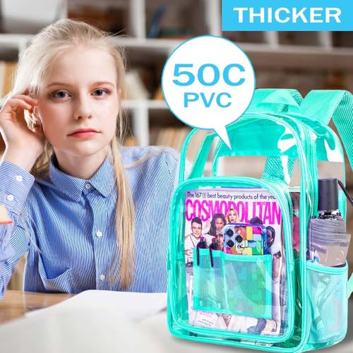 Image of AGSDON Clear Backpack, Heavy Duty Transparent Bookbag, See Through PVC Backpacks for Women Men