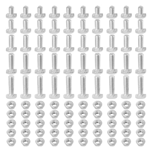 Image of 50Pcs M8x16 /20 /25 /30 /35mmThread T-Slot Drop-in Stud Sliding Screw Bolt with Flange Nut Set, Heavy Duty Hammer Head Bolt T Shape Screws for European Standard 40 Series Aluminum Profile