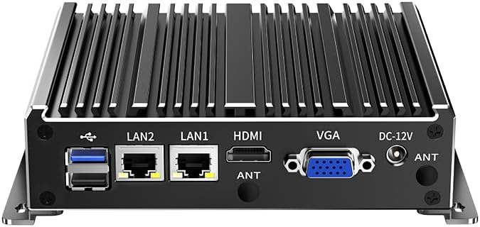 Industrial Mini PC,8-PCB Fanless Mini PC J1900 Quad Core, 2 LAN/2×RS232 COM(Switch to 2 RS485)/HD VGA Displays, Mini Desktop Computer Support Dual Band WiFi for Industry Business,4GB RAM 64GB SSD
