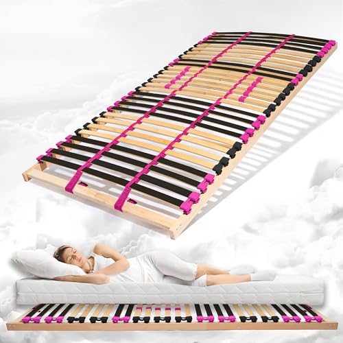Coemo 7-Zonen Lattenrost PINK Dream Lattenrahmen starr 90x200, individueller Härteregulierung, 28 Federholzleisten - Bettrahmen passend für Kinderbett Ehebett 180x200cm