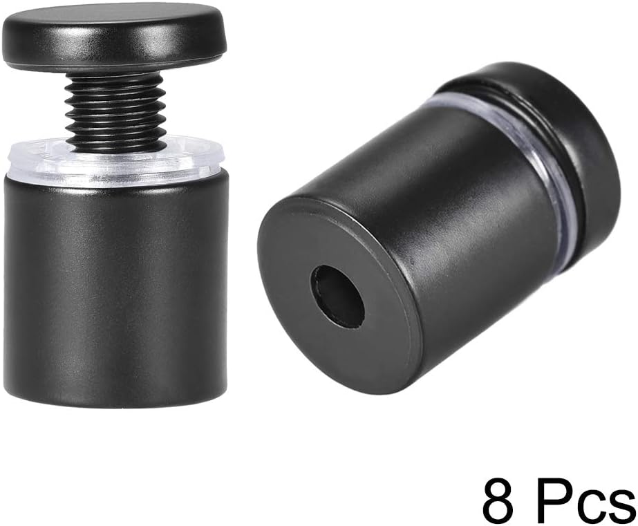 uxcell 1 Dia x 1-5/16"(25x33mm) Standoff Screws Wall Mount Sign Holders Acrylic Glass Nails Black with Screws 8pcs