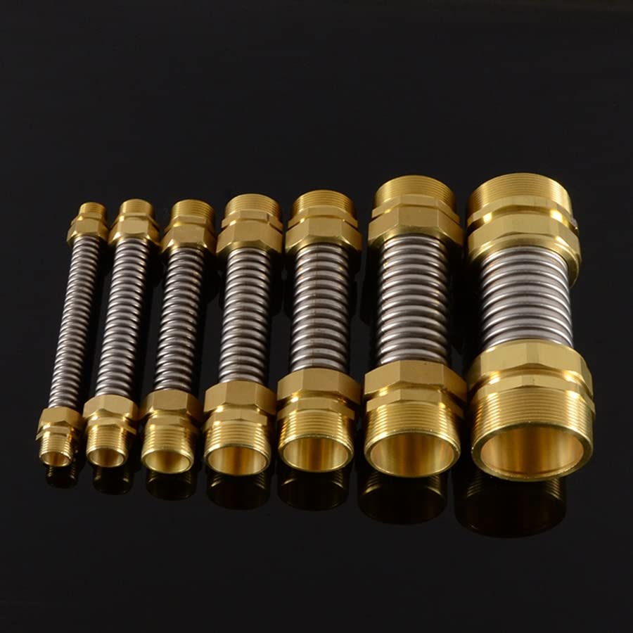 Adapter do węża ogrodowego DN35 40 50 6 BSP miedziany gwint zewnętrzny ze stali nierdzewnej 304 miech wentylator cewka centralna klimatyzacja wąż wlotowy wody (kolor: DN32 l 1-1l4, długość: 400 mm)