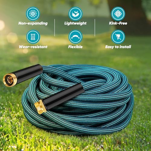 Garden Hose 50ft, Non-Expanding Water Hose Ultra Lightweight, Kink-Free, Sturdy, Flexible, Abrasion Resistant Hose for Yard, Lawn, Outdoor, Marine and Camper - Thumbnail 3