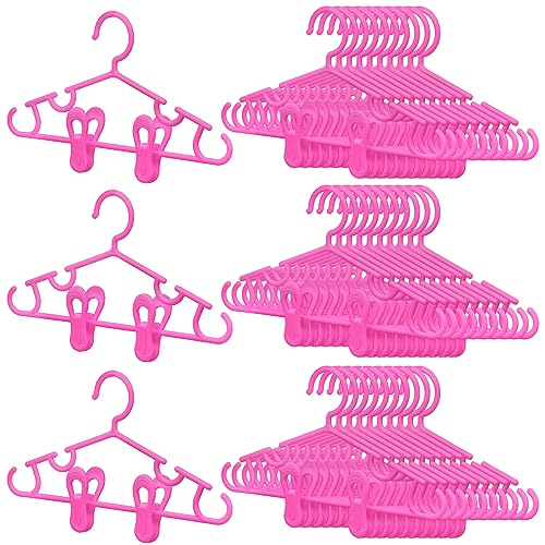 Image of Hsei 5/10/40 Pack Baby Hangers with 10/20/80 Clips, Plastic Kids Pants Hangers for Nursery Closet Top and Bottom Clothes Hanger Set for Newborn Infant Toddler(120 Packs Total,Pink,10.6 Inch)