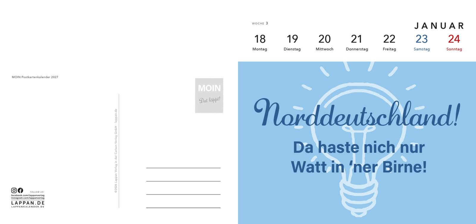 MOIN!: Postkartenkalender 2027: Nützt ja nix! | 53 Postkarten mit norddeutschen Sprüchen und Weisheiten. Humorvoll, nordisch, MOIN