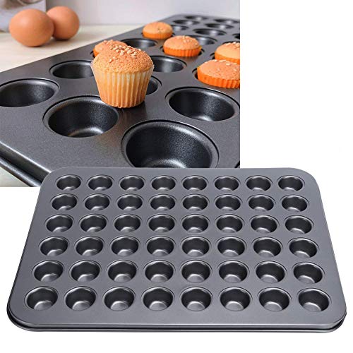 Naplion Mini Muffin Pan Cupcake Pans 48 Cup, Bakeware Mold Nonstick Cake Baking Mould Round Tray Cooking Accessories Black, NASQ-MP001
