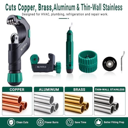 Image of Pipe Cutter Set, 1 /8 inch-2 inch OD Tubing Cutter Kit | Mini Cutter, Reamer, Deburrer, Extra Wheel & EVA Case for Copper, Brass, Aluminum, Thin-Wall Stainless
