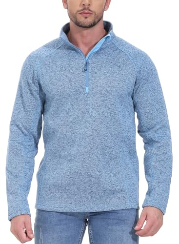 Gopune Men's Quarter-Zip Jacket Long Sleeve Outdoor Athletic Pullover Sweater