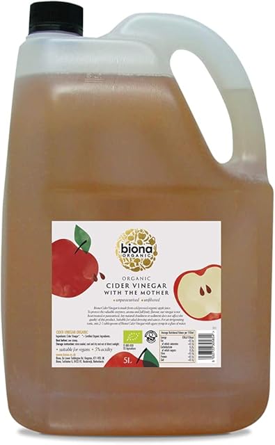 Biona Organic Apple Cider Vinegar with Mother 5 L, 5 Percent Acidity - Raw, Unfiltered & Unpasteurised - Naturally Vegan