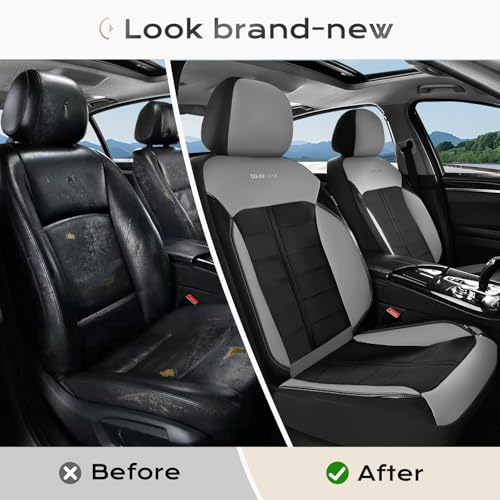 Image of Coverado Air Mesh Seat Cover, Car Seat Cover Front Seats, 3D Breathable Seat Protectors Sports Carbon Fiber Design Airbag Compatible Comfort Universal for Most Cars, Van,Trucks, SUV, Black&Grey