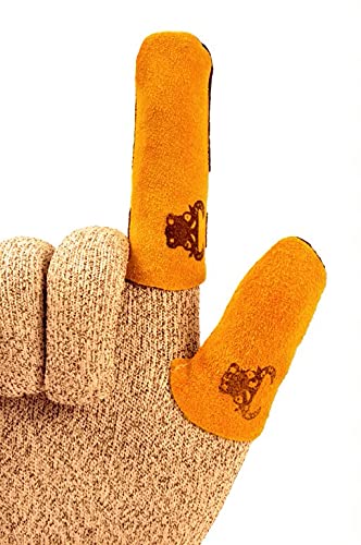 G & F 8128L Cowhide Leather Finger Guard, Finger Protection, Size Large,Tan - Thumbnail 5