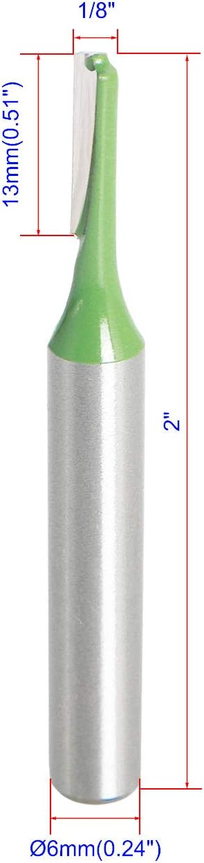 Aopin Router Bit 1/8" Cutting Dia 6mm Shank Dia Double Flute Straight Bit Carbide for Woodworking Milling Cutter Tool Green - Image 3