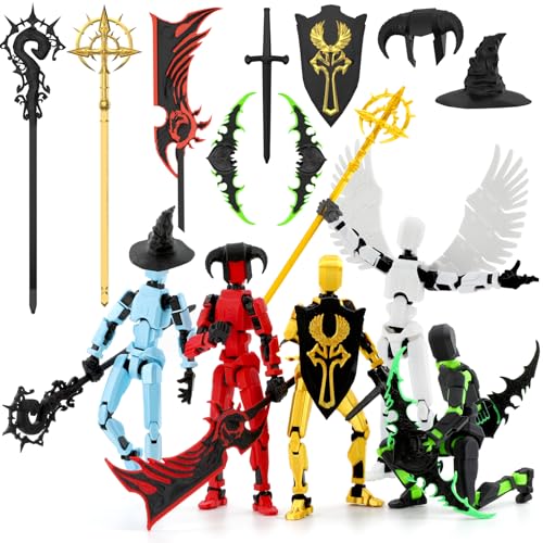 Titan 13 T13 Action Figure Assembly Completed, 5-Pack T 13 Action Figure, Lucky 13 Action Figure Articulated, Dummy Gift for Boys Desktop Decorations,muñeco de acción (Multicolored)