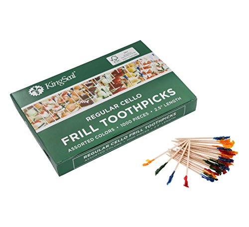 image for 5000 Count | KingSeal Regular Frill Toothpicks, Assorted Colors, 2.5 I