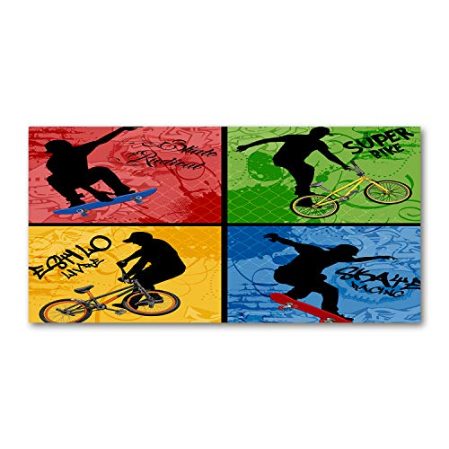 Fond de hotte verre trempé 120x60cm résistant motif vélo ado