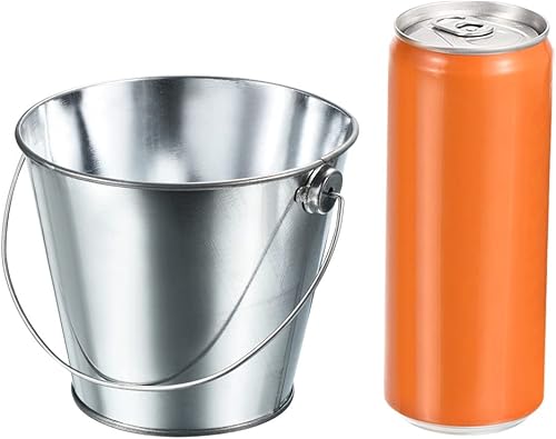 Miniatura 3 de PATIKIL Cubos de metal de colores, paquete de 2 cubos redondos para lápices, macetas con asas para manualidades en el aula, plata brillante