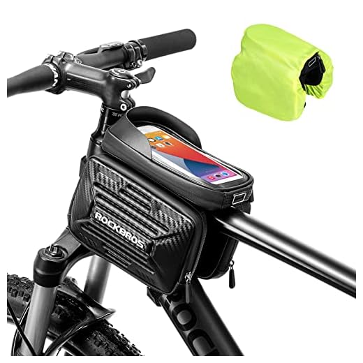 ROCKBROS Bike Phone Frame Bag Review - Bike Accessories ROCKBROS Bike Phone Bag Bicycle Waterproof Front Frame Pouch Top Tube Handlebar Bag Cycling Cell Phone Storage Bag for iPhone 11 12 13 PRO XS XR 8 7 Plus Below 6.2”/5.8”