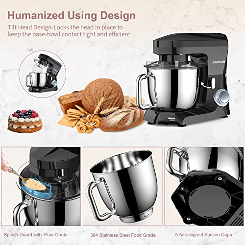 Buy BABROUN Stand Mixer, 500W 10+P Speed Compact Kitchen Electric Mixer
