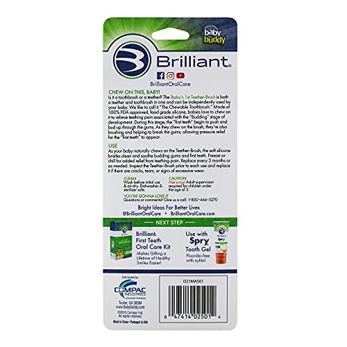 Brilliant Baby’s 1St Toothbrush - Silicone First Toothbrush For Babies And Toddlers, Age 4 Months Old And Up, Oral Care Must Haves Infant And Toddler, Baby Registry Essentials, Clear, 2 Brushes #TOP1