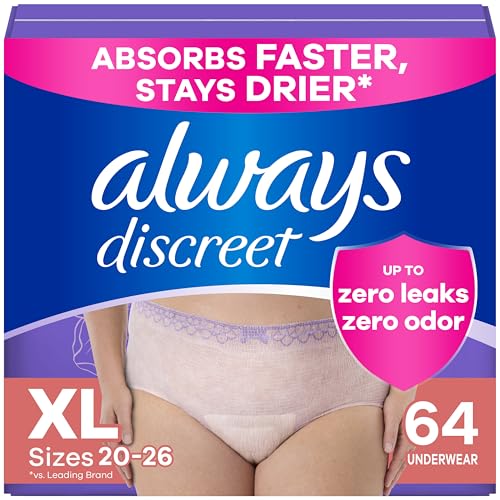 Always Discreet Adult Incontinence Underwear for Women and Postpartum Underwear, Extra Large, Up to...