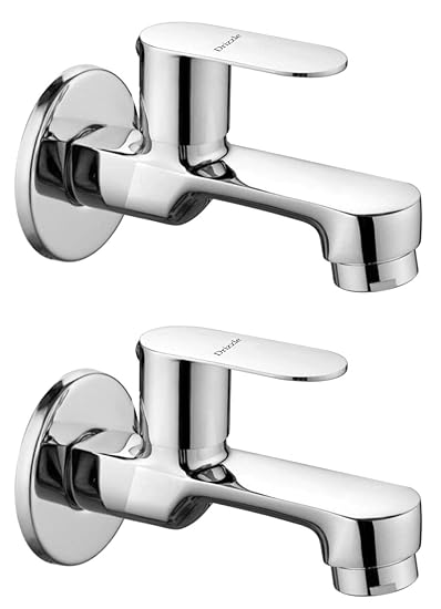 DRIZZLE SLK101-2 Sleek Bib Cock Brass | Chrome Plated | Quarter Turn | Foam Flow (Combo of 2 Pieces)