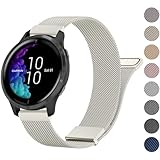 Meliya Stainless Steel Watch Band for Garmin Venu Sq, Venu 2 Plus, Vivoactive 5 & 3, Vivomove Sport & Forerunner 645/245 Music (Starlight) - Women & Men