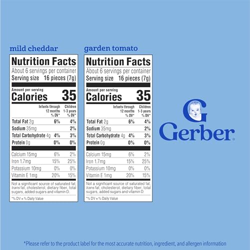 Image of Gerber Lil' Crunchies, Garden Tomato and Mild Cheddar, Snacks for Babies, Stage 3 Baby Food Snacks, Variety Pack,12-Pack