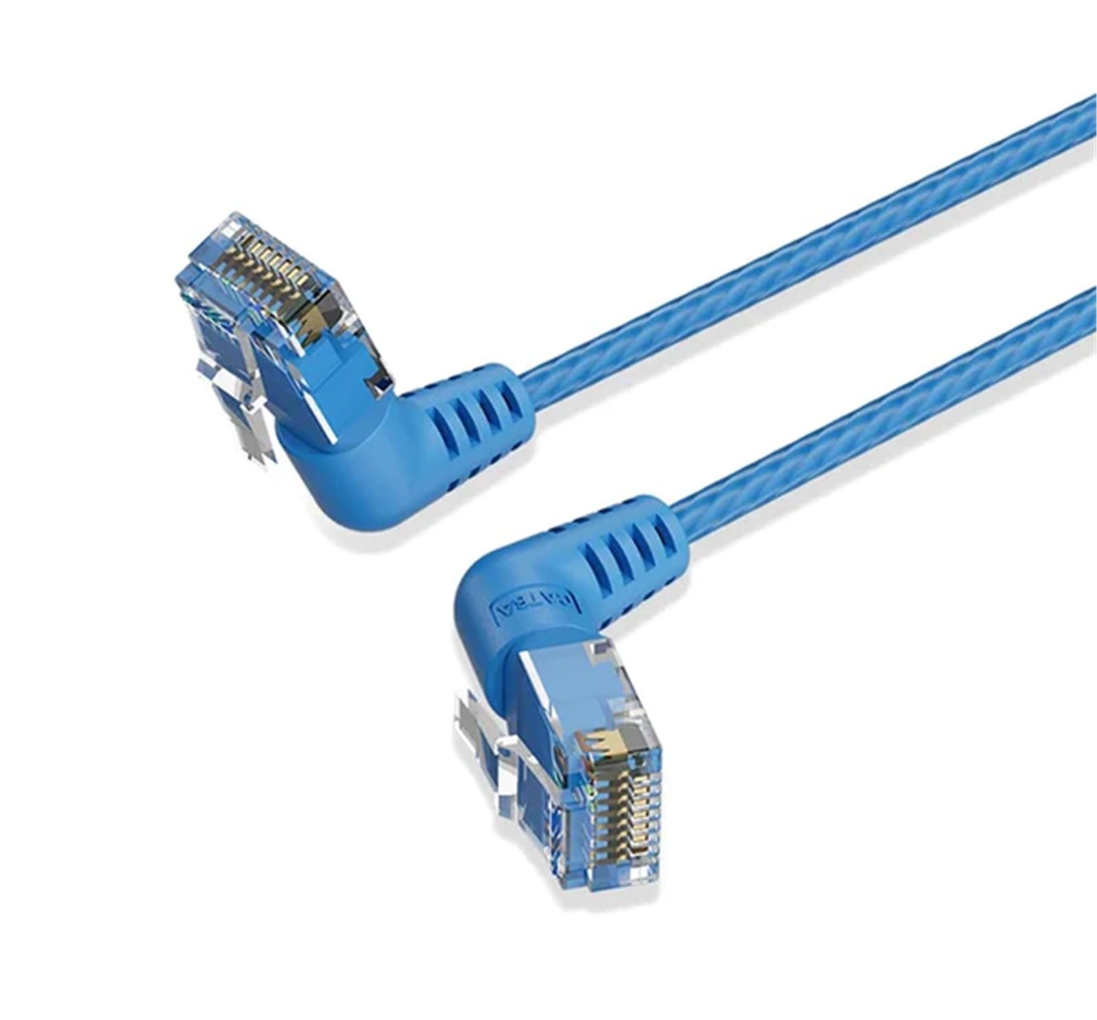VENTION Cat.6A UTP Ethernet Patch Cable 10Gbps Transmission Rate Right Angle and 360 Rotate plug Oxygen-free Copper (Blue, 0.5 M)