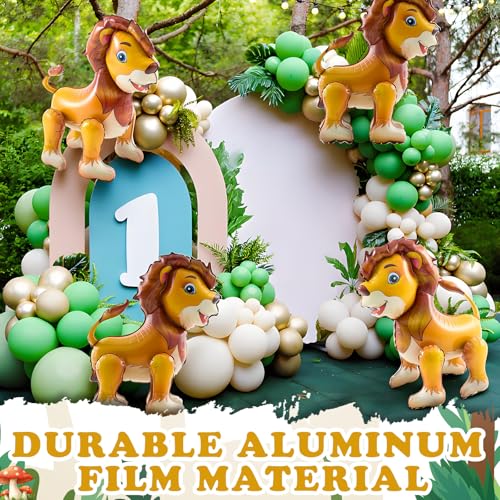 Image of 6 Pcs 4D Giant Lion Balloon Walking Lion Inflatable Balloons Animal Standing Foil Balloons Birthday Party Supplies for Circus Forest Zoo Wildlife Theme Party Decorations