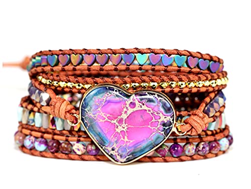 Image of Boho Stone Wrap Bracelet for Women,Turquoise Beaded Bracelet Jewelry Gift