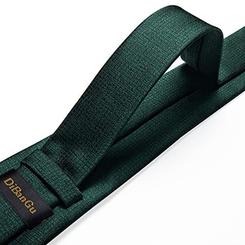 Image of DiBanGu Striped Tie Set for Men Silk Woven Plaid Necktie and Pocket Square Cufflinks Business Wedding