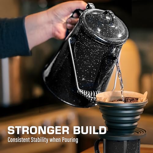 Image of COLETTI Classic Camping Kettle 60 oz - Tea and Camp Kettle, NO Aluminum or Plastic, Ideal for Boiling Water [Black Enamel]