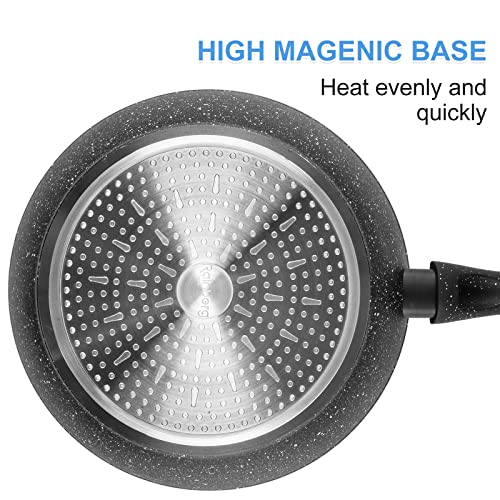 Nonstick Granite Deep Frying Pan 24cm with Lid - Induction Safe - Image 5