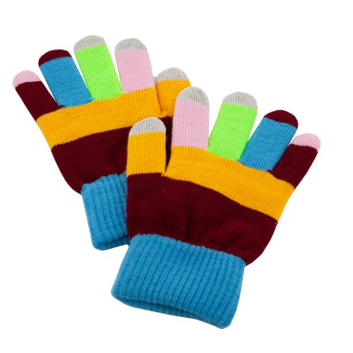 Fosmon Touch Screen Gloves, Unisex Winter Touch Scren Gloves [Three Conductive Fingertips] For Iphone, Ipad, Samsung, Lg, Nokia Smartphones, Tablets & Smartwatch - Rainbow #TOP1